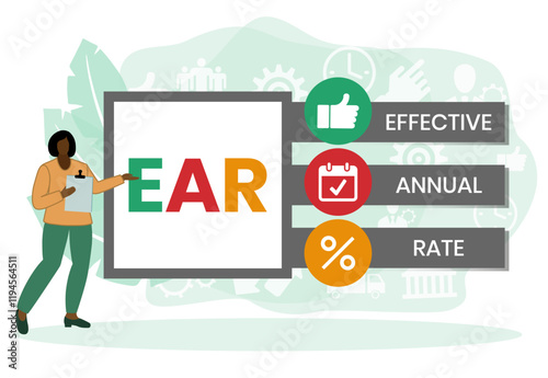 EAR - effective annual rate. acronym business concept. vector illustration concept with keywords and icons. lettering illustration with icons for web banner, flyer, landing page