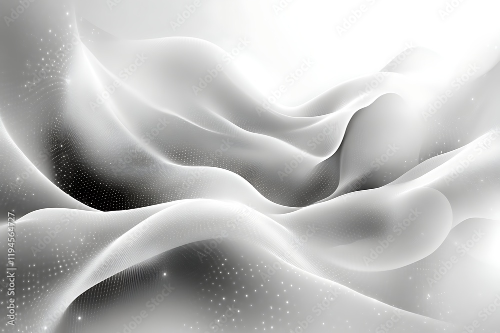 Abstract grayscale flowing waves with subtle particle effects. Abstract grayscale flowing waves with subtle particle effects.