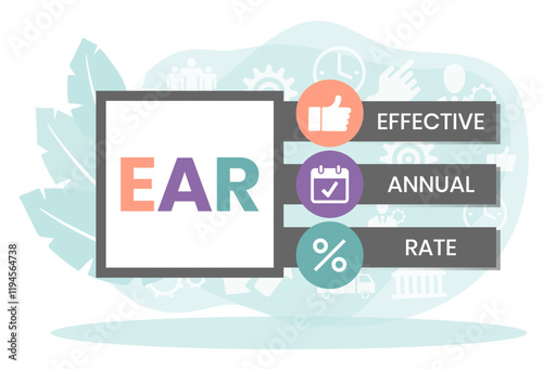 EAR - effective annual rate. acronym business concept. vector illustration concept with keywords and icons. lettering illustration with icons for web banner, flyer, landing page