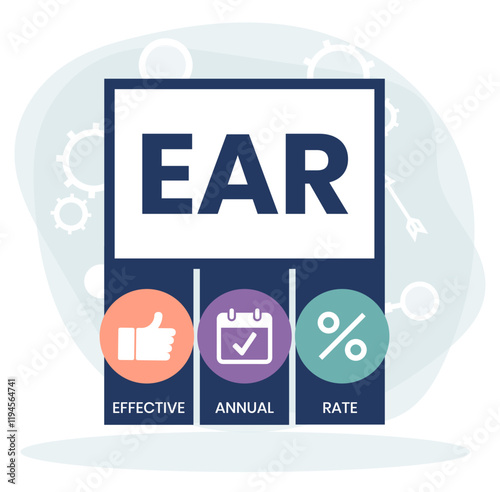 EAR - effective annual rate. acronym business concept. vector illustration concept with keywords and icons. lettering illustration with icons for web banner, flyer, landing page