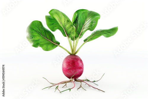 Radish with lush green leaves