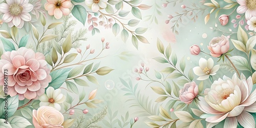 Delicate pastel-colored floral pattern with soft petal shapes and subtle texture, organic design, elegant nature