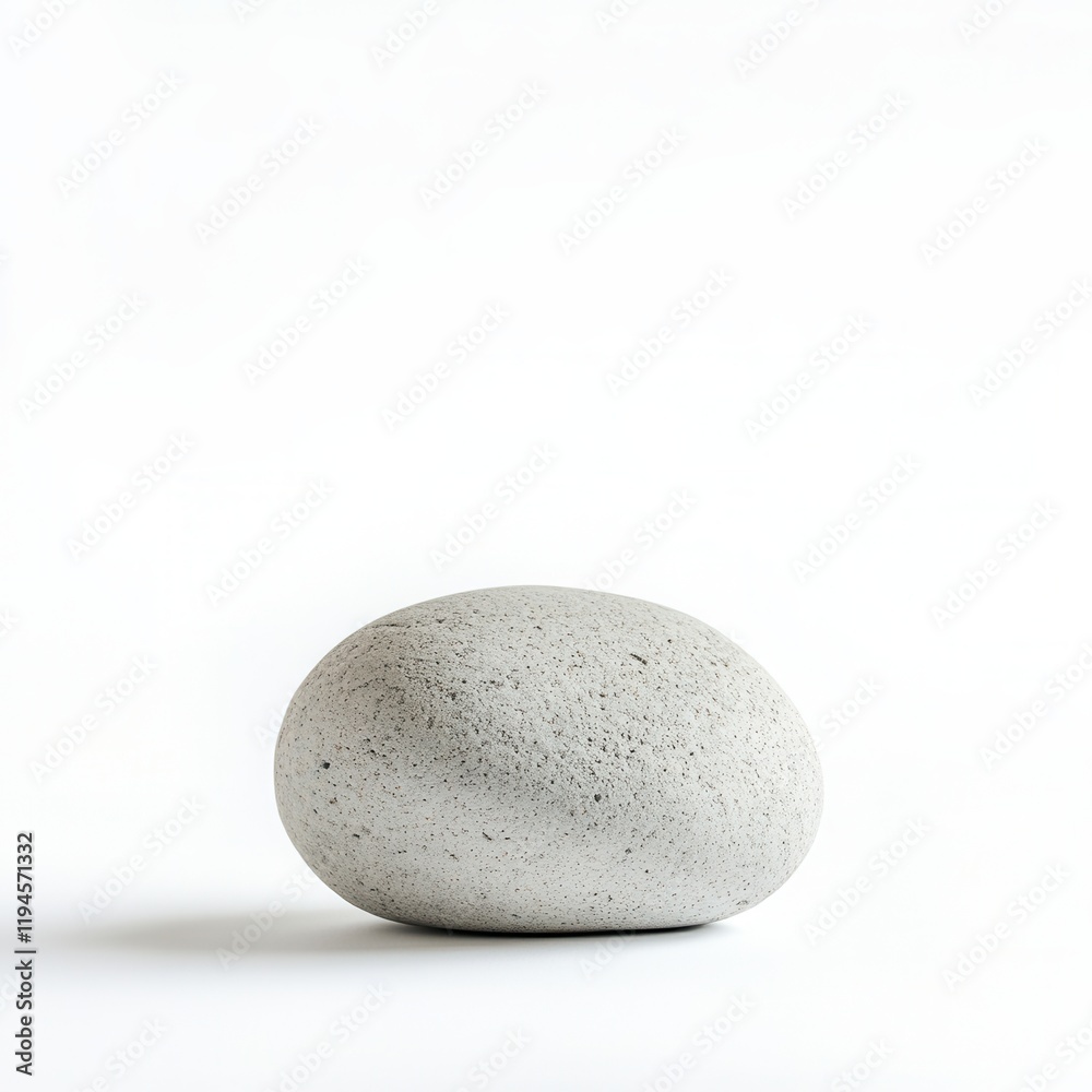 Smooth grey stone, white background, minimalism, zen Smooth grey stone, white background, minimalism, zen