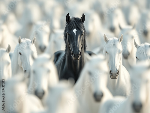 white horses with a black horse