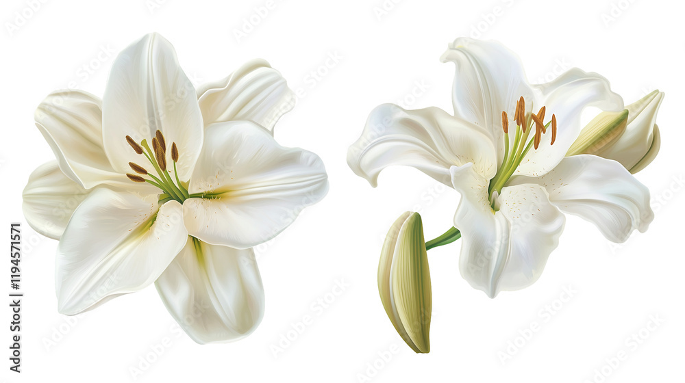 Naklejka premium Lilium flower elegant and blooming isolated on transparent background 