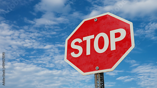 stop sign on blue sky