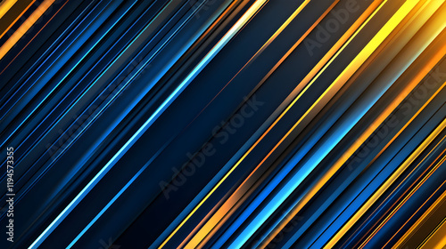 Dynamic abstract lines in blue and yellow tones create a vibrant background design for digital art or modern presentations photo