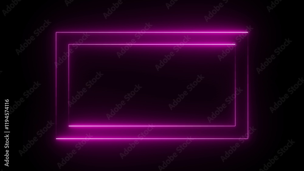 Neon lamp light rectangle border. Abstract neon sign rectangle icon illustration on black background. Neon lamp light rectangle border. Abstract neon sign rectangle icon illustration on black background.