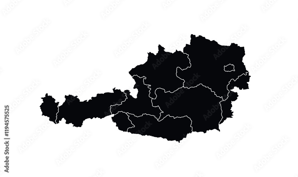 Fototapeta premium Austria Map vector icon. Map of Austria Black Silhouette.