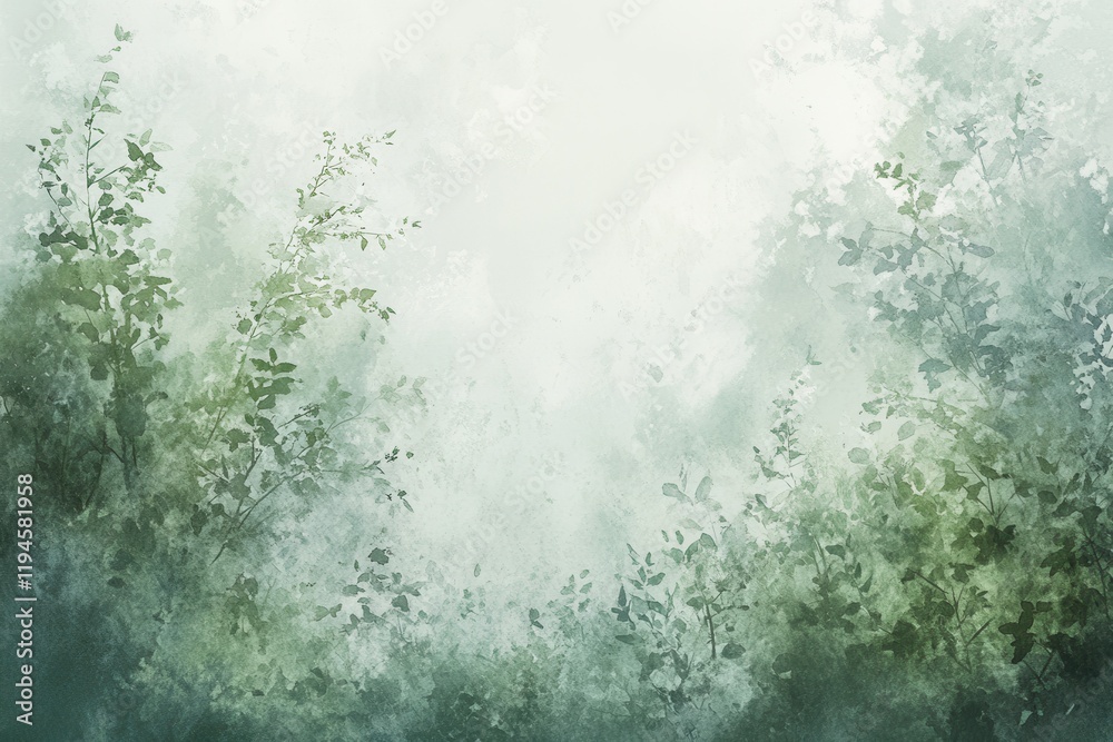 Watercolor Painting of Green Leafy Branches Watercolor Painting of Green Leafy Branches