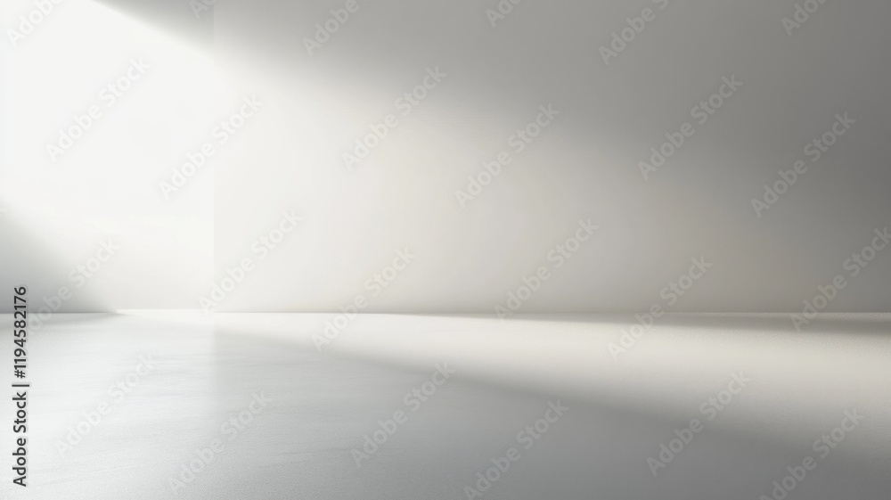 Illuminated Empty Room: Minimalist Grey Interior