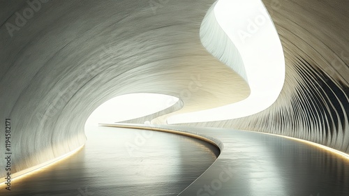 Futuristic tunnel interior, glowing path, abstract background
