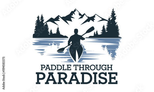 kayaking paddle boat Vector Clipart Travel Theme