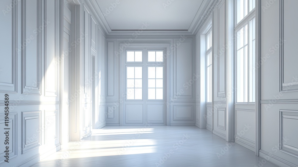 Obraz premium Sunlit, elegant hallway interior design