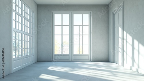 Wallpaper Mural Sunlit empty room, French doors, design Torontodigital.ca