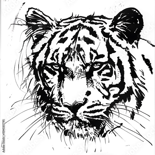 Tiger portrait wildlife sanctuary illustration natural habitat close-up predator majesty photo