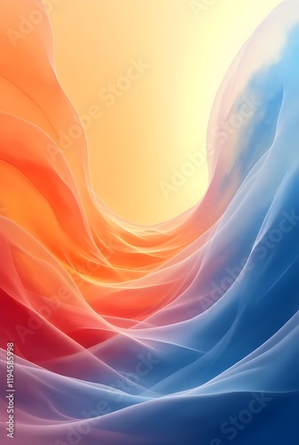 abstract orange, blue background with waves