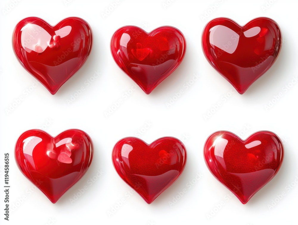 Collection set of colorful sweet candy heart shape chocolate or precious stones isolated on white background Collection set of colorful sweet candy heart shape chocolate or precious stones isolated on white background
