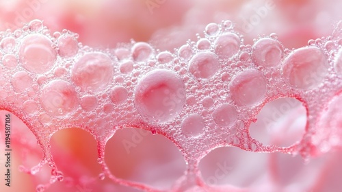 Delicate Macro View of Pink Soap Bubbles with Varying Sizes Creating an Abstract Background in Soft Focus for Artistic and Textural Effects