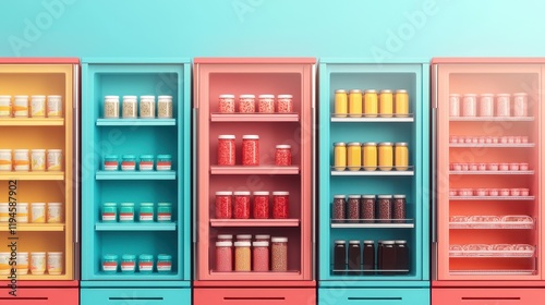 Colorful Refrigerators Displaying Variety