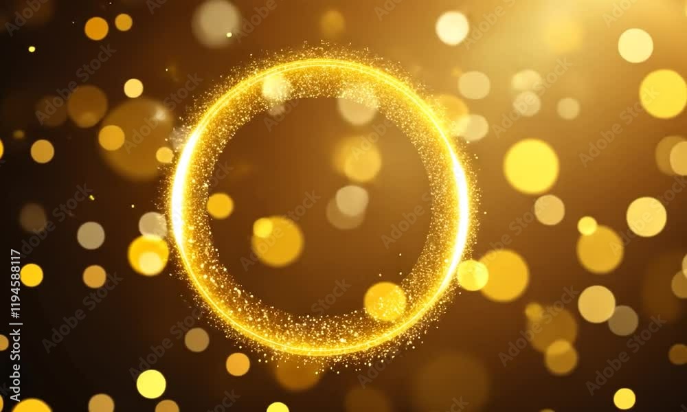 gold glitter circle of light shine sparkles and gold. seamless looping overlay background