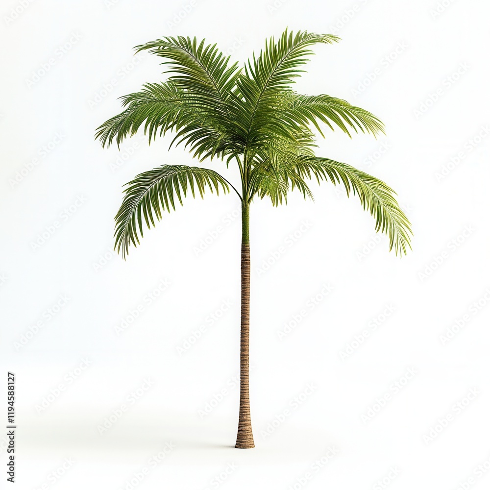 Obraz premium Isolated Palm Tree, Studio Shot, White Background, Design