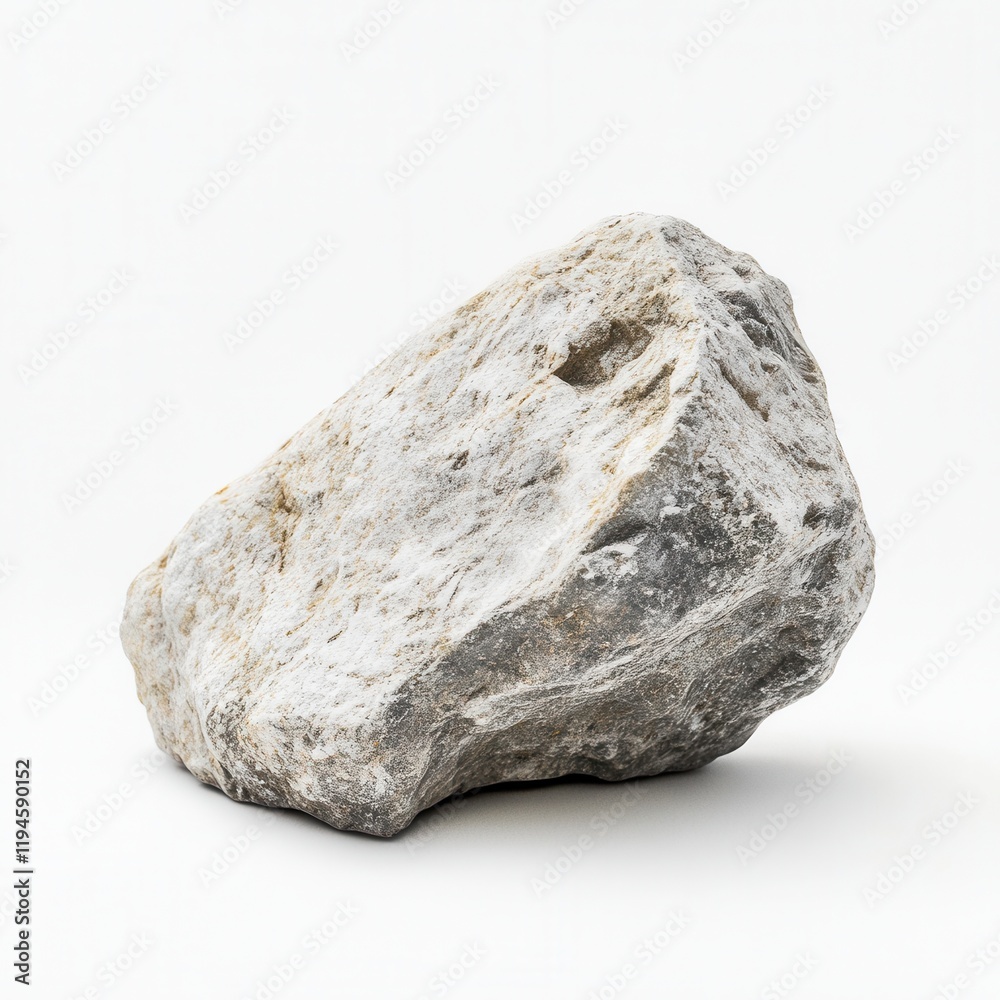 Raw stone sample, studio shot, white background, geology Raw stone sample, studio shot, white background, geology