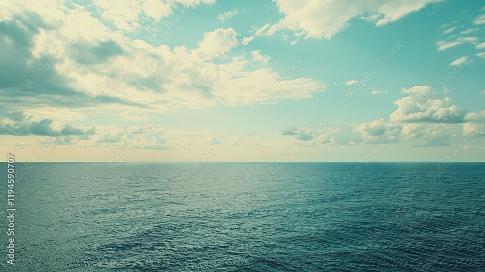 Obraz premium Calm ocean scene with blue water and partly cloudy sky.