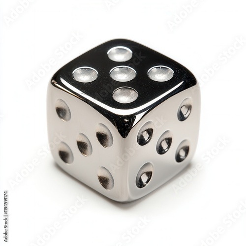 Chrome die, four, white background, gambling, game