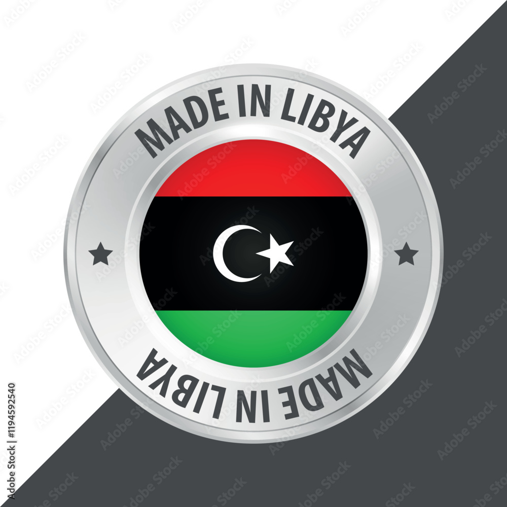 Made in Libya badge logo flag sticker 3d vector illustration isolated on white Made in Libya badge logo flag sticker 3d vector illustration isolated on white