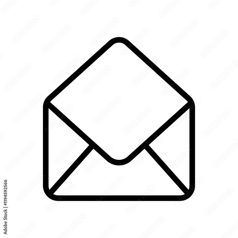 Outline open empty email icon. Editable stroke. Envelope pictogram Outline open empty email icon. Editable stroke. Envelope pictogram