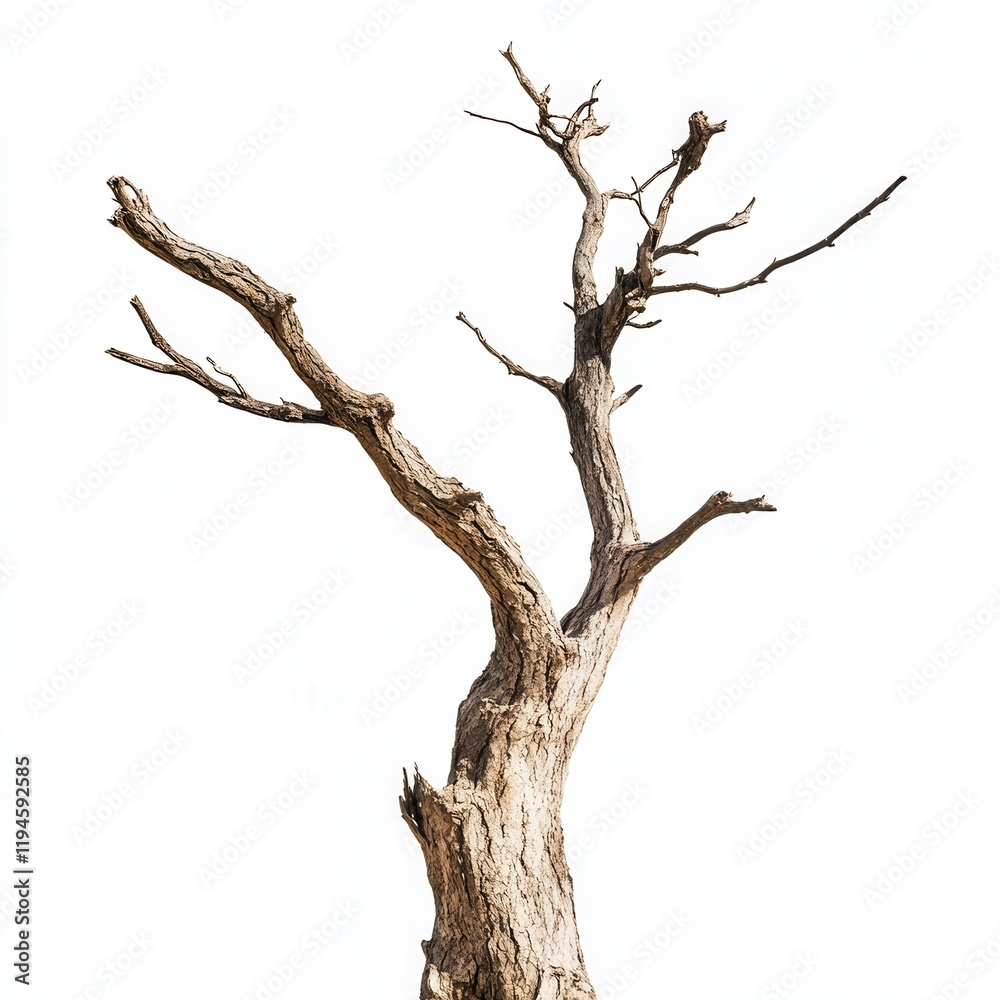 Dead tree, white background, nature, design Dead tree, white background, nature, design