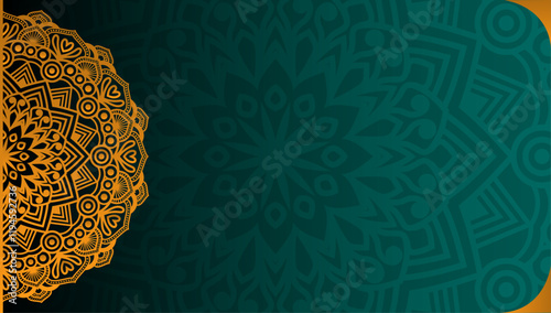 Luxury Golden Lantern Horizontal Mandala Ramadan Islamic Isra Miraj Al Nabi Background Banner