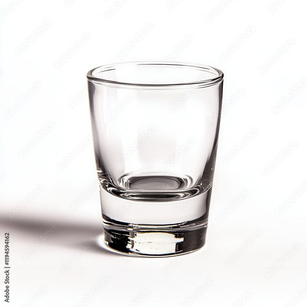 Empty shot glass, white background, studio Empty shot glass, white background, studio