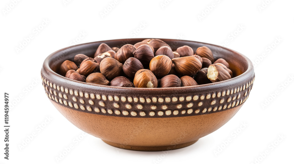 hazelnuts in the bowl isolated on a white background hazelnuts in the bowl isolated on a white background