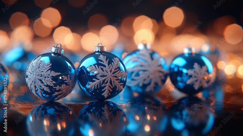 Blue Christmas Ornaments with Sparkling Lights Blue Christmas Ornaments with Sparkling Lights