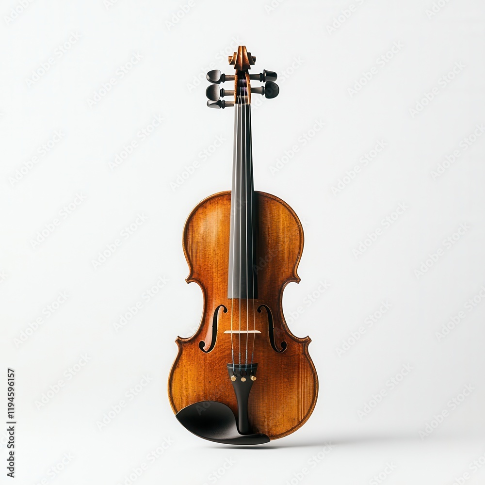 Fototapeta premium Studio Violin, Music Instrument, White Background