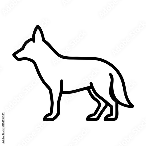 coyote silhouette icon, coyote silhouette line art - simple line art of coyote silhouette, perfect for coyote silhouette logos and icons and themed design  photo