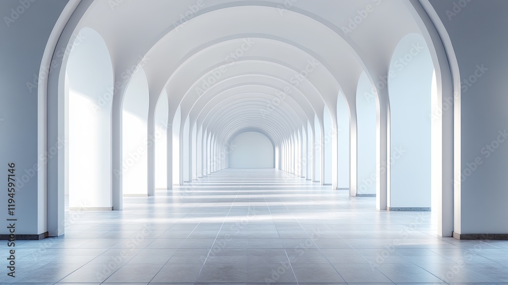 Obraz premium Sunlit Arcade Hallway Interior Design