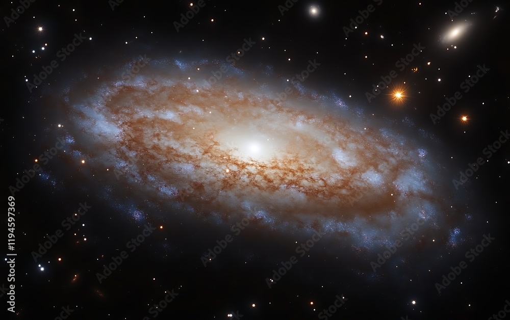 Fototapeta premium Elliptical galaxy in deep space with stars.