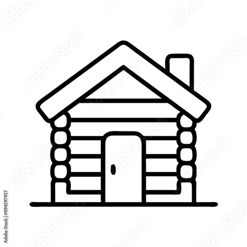 hunting cabin icon, hunting cabin line art - simple line art of hunting cabin, perfect for hunting cabin logos and icons and themed design  photo