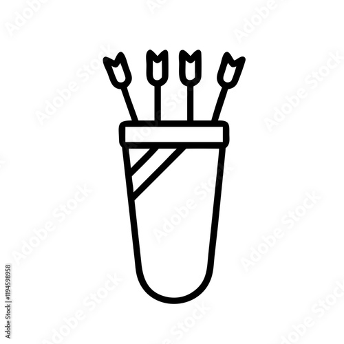 quiver with arrows icon, quiver with arrows line art - simple line art of quiver with arrows, perfect for quiver with arrows logos and icons and themed design 