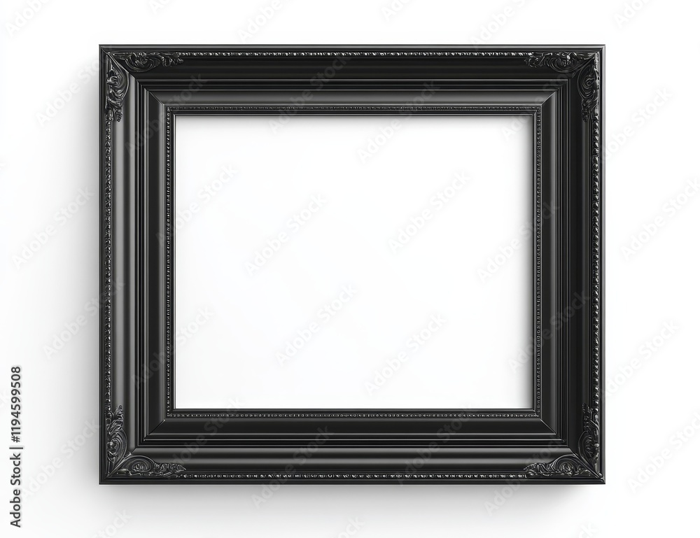 Black ornate square picture frame isolated on white. Black ornate square picture frame isolated on white.