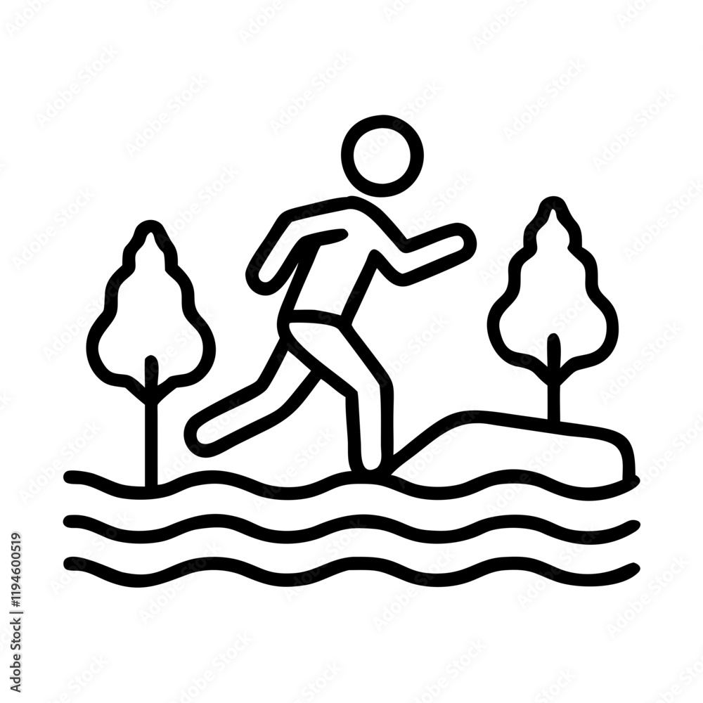 jogging along a river icon, jogging along a river line art - simple line art of jogging along a river, perfect for jogging along a river logos and icons and themed design jogging along a river icon, jogging along a river line art - simple line art of jogging along a river, perfect for jogging along a river logos and icons and themed design
