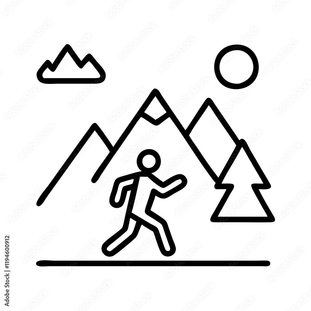 jogging in the mountains icon, jogging in the mountains line art - simple line art of jogging in the mountains, perfect for jogging in the mountains logos and icons and themed design jogging in the mountains icon, jogging in the mountains line art - simple line art of jogging in the mountains, perfect for jogging in the mountains logos and icons and themed design