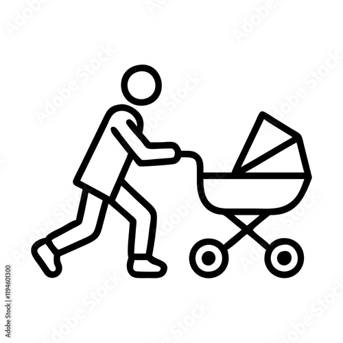 jogging with a baby stroller icon, jogging with a baby stroller line art - simple line art of jogging with a baby stroller, perfect for jogging with a baby stroller logos and icons and themed design 