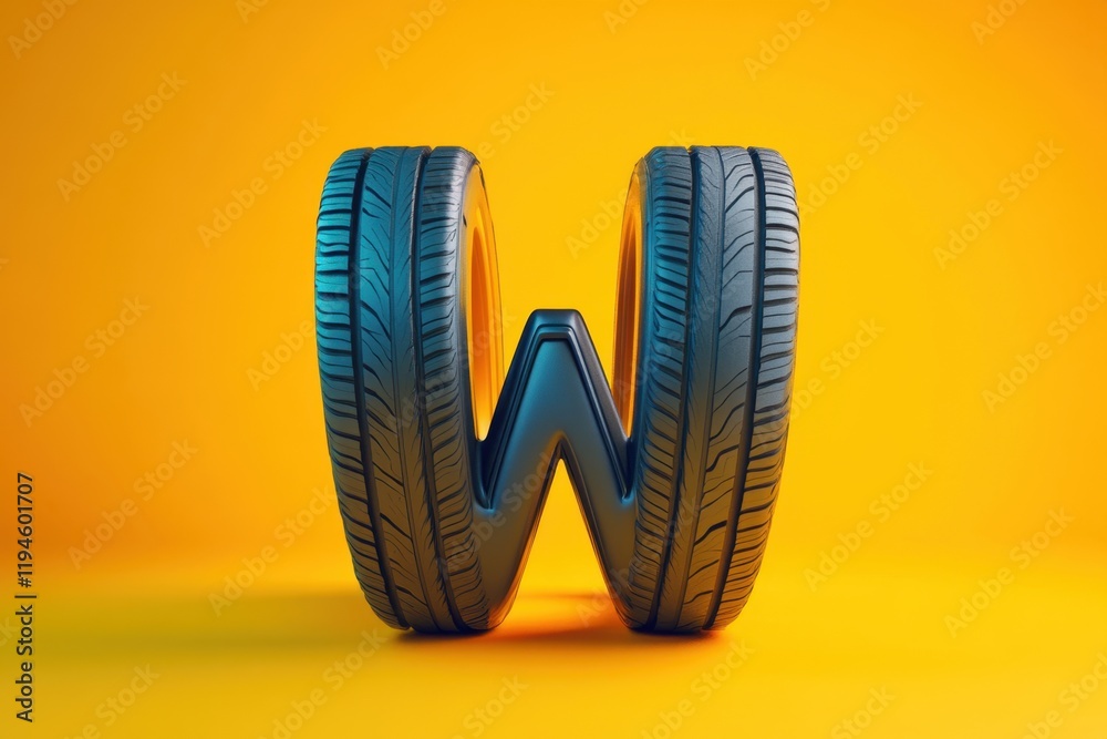 Naklejka premium A tire with the letter W on it