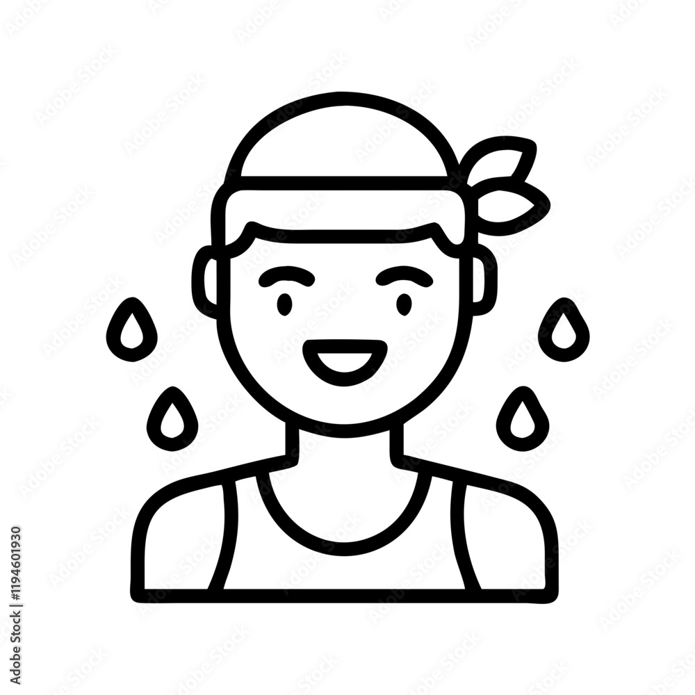 runner s glow sweating face icon, runner s glow sweating face line art - simple line art of runner s glow sweating face, perfect for runner s glow sweating face logos and icons and themed design 