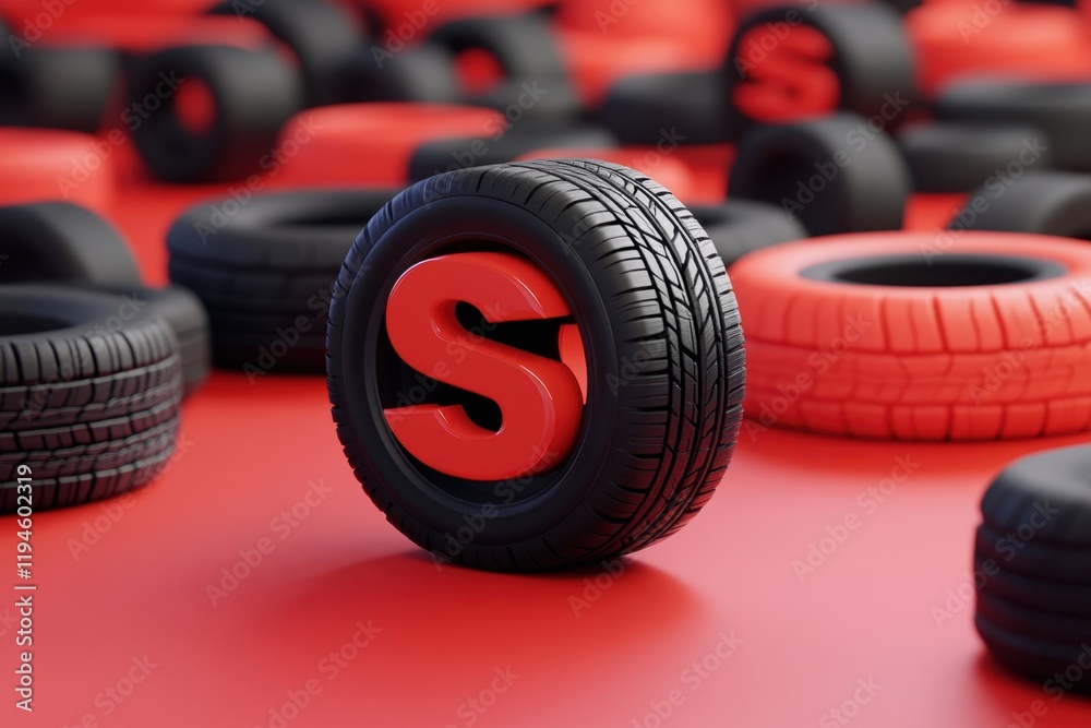 A tire with the letter S inside of it