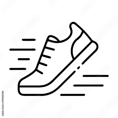 running shoes in motion icon, running shoes in motion line art - simple line art of running shoes in motion, perfect for running shoes in motion logos and icons and themed design 
